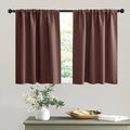 RYB HOME Half Curtain Tiers 36 inch Length, Rod Pocket Summer Heat Blocking Thermal Insulated Short Blackout Curtains for Small Window, Width 34 by Length 36, Chocolate Brown, 2 Panels
