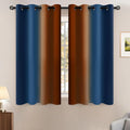 Yakamok Blackout Ombre Dark Blue and Burnt Orange Curtains-Gradient Room Darkening Curtain, Grommet Thermal Insulated Light Blocking Window Drapes Curtain for Living Room Bedroom,52 x 54 Inch,2 Panels