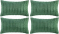 Fancy Homi Set of 4 Green Lumbar Rectangle Decorative Throw Pillow Covers 16x24 Inch for Couch Bed Chair, Aesthetic Boho Room Decor, Soft Fuzzy Thick Corduroy Textured Cushion Case 40x60cm