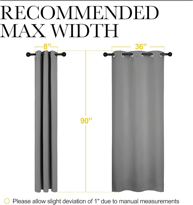 NICETOWN Thermal Insulated Blackout Curtains - Grommet Top Window Treatment Drapes for Hall (2 Panels, W42 x L90 inches, Silver Grey)