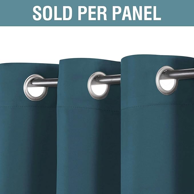 H.VERSAILTEX Blackout Curtain for Living Room Thermal Insulated Window Treatment Curtain Extra Long 108 inch Length Energy Saving Solid Grommet Top Blackout Drape, One Panel, Dark Teal, 52"W x 108"L