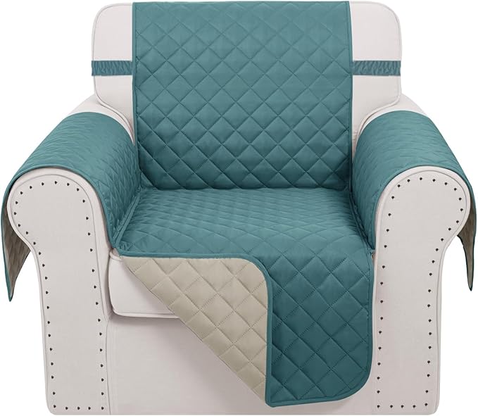 Recliner Chair Covers Reversible Sofa Cover Couch Cover for Pets Lazy Boy Furniture Protector(23''Chair,Blue/Beige)
