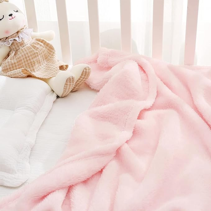 Exclusivo Mezcla Plush Fuzzy Fleece Throw Blanket, Super Soft, Fluffy and Warm Blankets for Couch, Bed, All Season (Light Pink, 40x50 inches)
