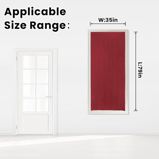 Self Adhesive Curtains, Stick Curtain Blackout Shades Window Cover Curtains for Living Room No Drilling, 35" W X 79" L, Burgundy, 1 Panel