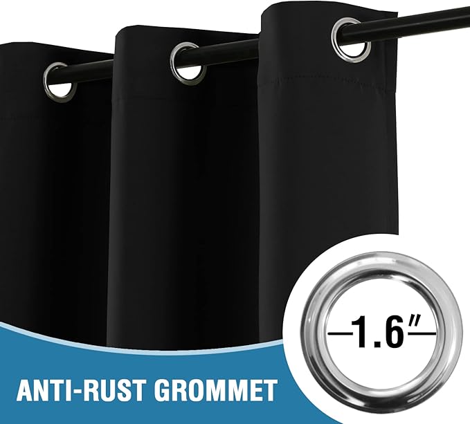 H.VERSAILTEX Doorway Curtain Blackout Closet Door Curtain Room Divider Window Treatment Curtain for Bedroom Thermal Insulated Privacy Drape Soundproof Grommet, 42 x 80 inches, 1 Panel, Black