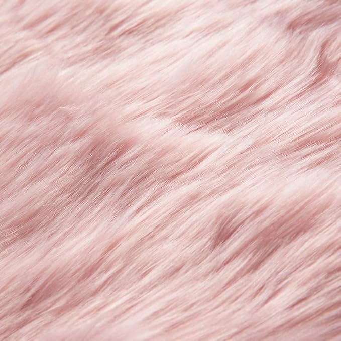 MIULEE Luxury Super Soft Fluffy Area Rug Faux Fur Sheepskin Rug Decorative Plush Shaggy Carpet for Bedside Sofa Floor Nursery 3 x 5 Feet, Pink