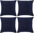 Fancy Homi 4 Packs Navy Blue Decorative Throw Pillow Covers 20x20 Inch for Living Room Couch Bed Sofa, Rustic Modern Farmhouse Boho Home Decor, Soft Plush Corduroy Square Cute Cushion Case 50x50 cm