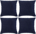 Fancy Homi 4 Packs Navy Blue Decorative Throw Pillow Covers 16x16 Inch for Living Room Couch Bed Sofa, Rustic Modern Farmhouse Boho Home Decor, Soft Plush Corduroy Cute Square Cushion Case 40x40 cm