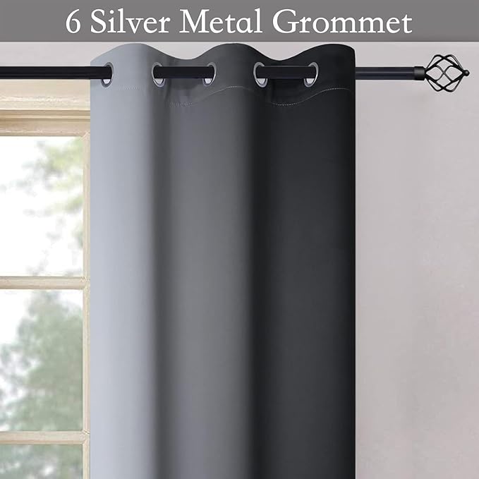 SimpleHome Ombre Room Darkening Curtains for Bedroom, Gradient Black to Grey White Light Blocking Thermal Insulated Grommet Window Curtain/Drapes for Living Room,2 Panels, 42x72 inches Length