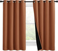 NICETOWN 100% Blackout Curtains 57 inches Long, Double-Deck Completely Blackout Window Treatment Thermal Insulated Lined Drapes for Small Window (Burnt Orange, 1 Pair, 55 inches Width Each Panel)