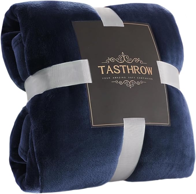 TASTHROW Large Flannel Fleece Throw Blanket, 50×70 Inch - Cozy Lightweight Thick Blanket - All Seasons Suitable for Women, Men and Kids (Navy)