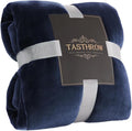 TASTHROW Large Flannel Fleece Throw Blanket, 50×70 Inch - Cozy Lightweight Thick Blanket - All Seasons Suitable for Women, Men and Kids (Navy)