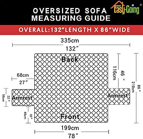 Easy-Going Reversible Oversized Couch Cover for 3 Cushion Couch Sofa Cover for Dogs Water Resistant Furniture Protector Cover with Foam Sticks for Pet (Oversized Sofa, Light Gray/Ivory)