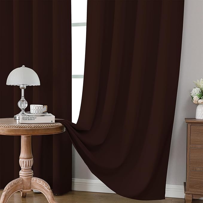 CUCRAF Chocolate Blackout Curtains Customize, Rod Pocket Room Darkening Curtain for Bedroom Living Room, Thermal Insulated Window Drapes 1 Panel (Custom Size, Color)
