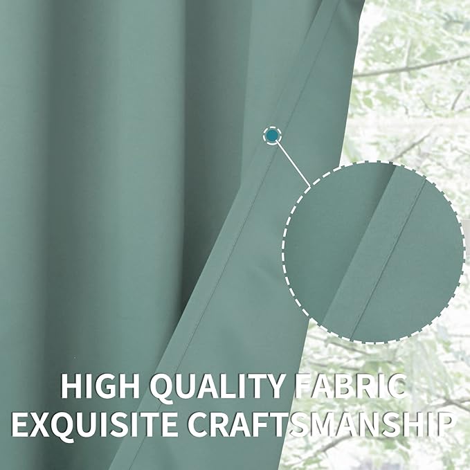 BGment Blackout Curtains - Grommet Thermal Insulated Room Darkening Bedroom and Living Room Curtains, Set of 2 Panels (38 x 54 Inch, Frosty Green)