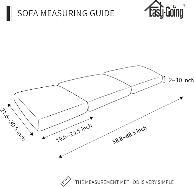 Easy-Going Stretch Individual Chair Couch Cushion Cover Sofa Cushion Furniture Protector Sofa slipcover Soft Flexibility with Elastic Bottom (3-Piece Sofa Cushion Cover, Black)