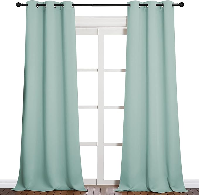 NICETOWN Patio Glass Door Panels - Blackout Curtains for Bedroom/Living Room, Privacy Panel Drapes for Dining and Guest Room (Aqua, 42 inches Wide x 90 inches Long, 1 Pair)