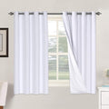 H.VERSAILTEX Linen Blackout Curtains 63 Inches Long 100% Blackout Thermal Insulated Textured Linen Look Curtain Draperies Anti-Rust Grommet, Energy Saving with White Liner, 2 Panels, Bright White