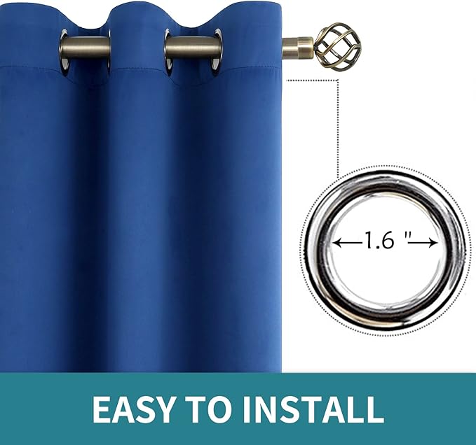 BGment Blackout Curtains for Bedroom - Grommet Thermal Insulated Room Darkening Curtains for Living Room, 52 x 84 Inch, 2 Panels, Royal Blue
