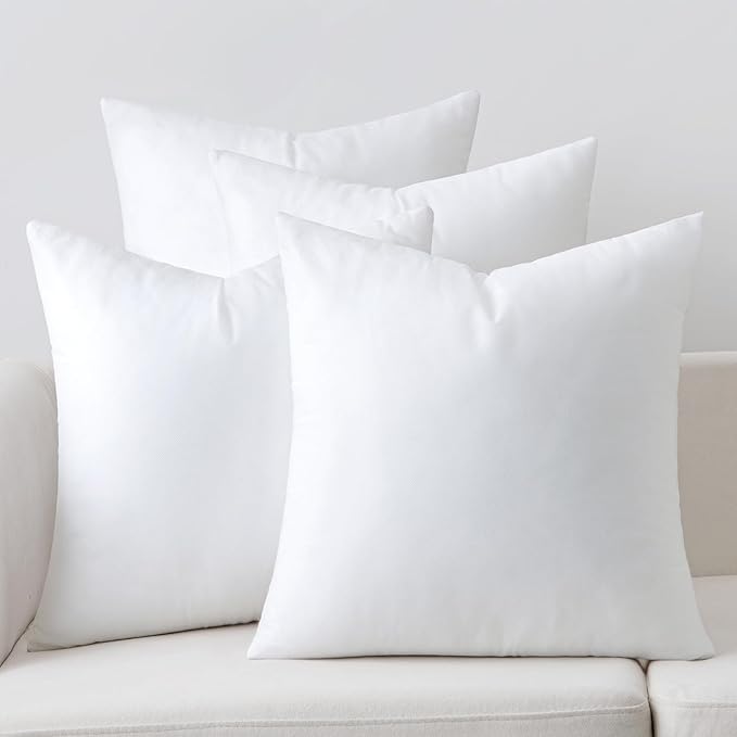 MIULEE Pillow Insert 18x18 Inch Set of 4, Decorative Square Throw Pillow Inserts, Premium Fluffy Pillow Forms Sham Stuffer for Sofa Couch Living Room