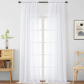 White Sheer Curtains 120 Inches Long 2 Panels, Extra Long Light Filtering Modern Window Curtains for Sliding Glass Door, Rod Pocket Voile Drapes for Living Room Bedroom, 2x42Wx120L Inches