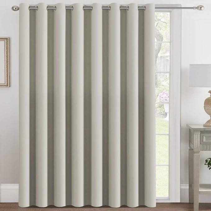 H.VERSAILTEX Blackout Patio Curtains 100 x 84 Inches for Sliding Door Extral Wide Blackout Curtain Panels Thermal Insulated Room Divider - Grommet Top, 7' Tall by 8.5' Wide - Ivory/Cream