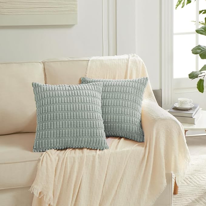 Fancy Homi 4 Packs Decorative Throw Pillow Covers for Living Room Couch Bed, Modern Farmhouse Boho Home Decor, Accent Cushion Case (20 x 20-Inch, Grey Blue)