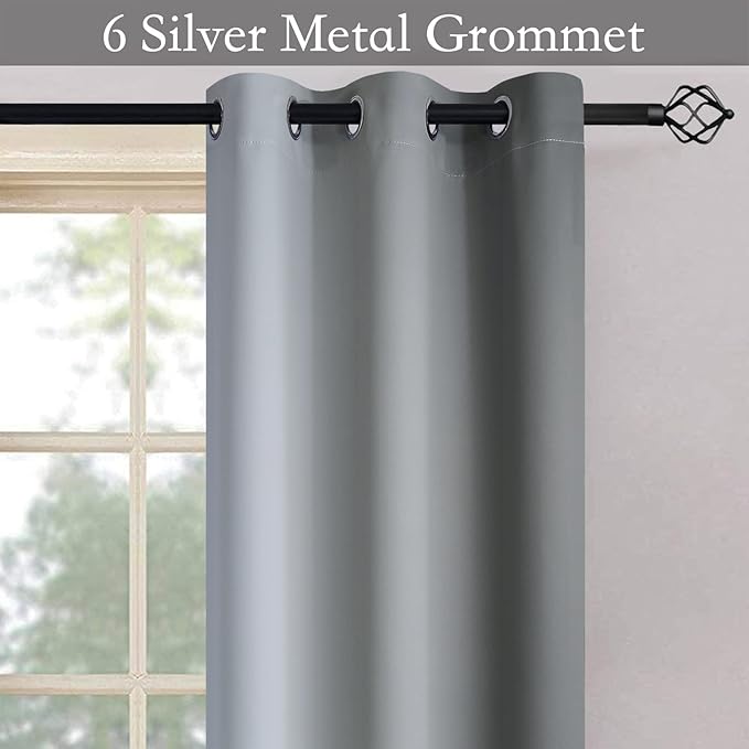 SimpleHome Ombre Room Darkening Curtains 36 inches Length for Bedroom,Grommet Gradient Light Blocking Grey Gradient Window Curtains for Living Room,2 Panels, 42x36 inches