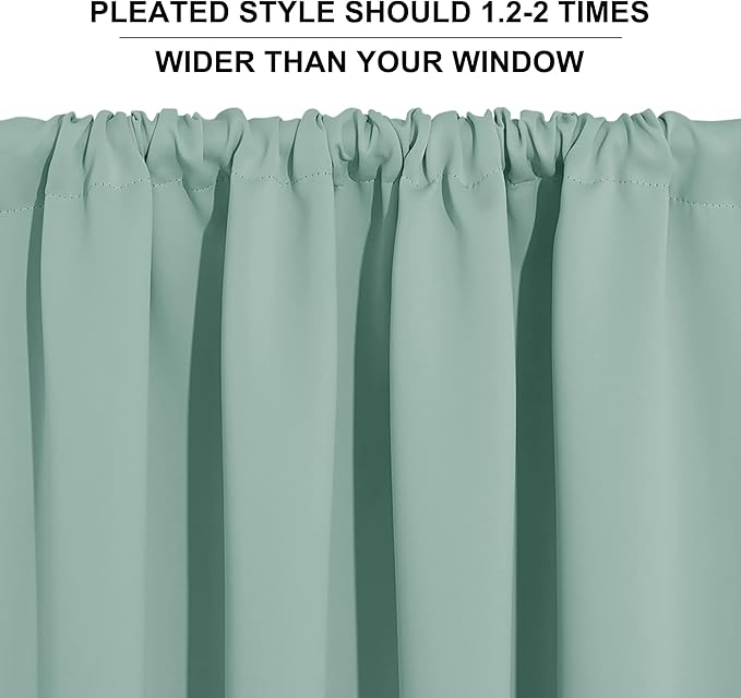 RYB HOME Cafe Blackout Curtains 24 inch Length, RV Curtains for Camper Windows, Mini Short Small Insulating Light UV Heat Blocking Privacy Half Window Tiers, Width 29 by Length 24, Aqua, 2 Panels