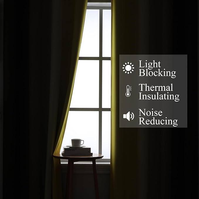 Estelar Textiler Brown and Yellow Blackout Curtains for Kids Room, Full Room Darkening Grommet Ombre Curtains for Bedroom, Thermal Insulated Light Blocking Gradient Drapes, 52Wx63L, 2 Panels