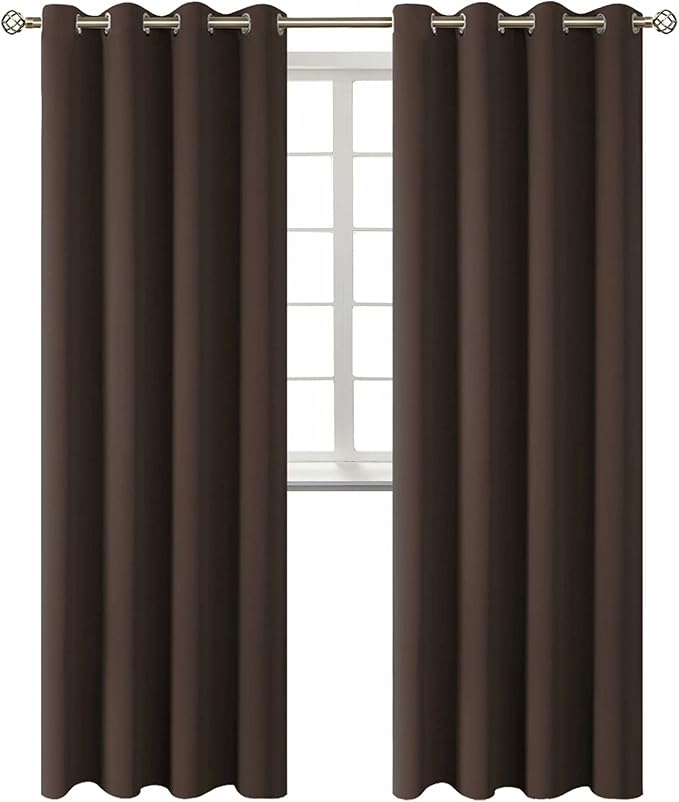 BGment Blackout Curtains for Bedroom - Grommet Thermal Insulated Room Darkening Curtains for Living Room, Set of 2 Panels (52 x 95 Inch, Brown)