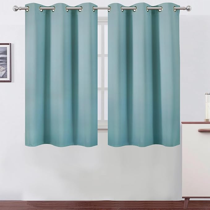 LEMOMO Stone Blue Blackout Curtains/38 x 54 Inch/Set of Two Panels Grommet Living Room Curtains
