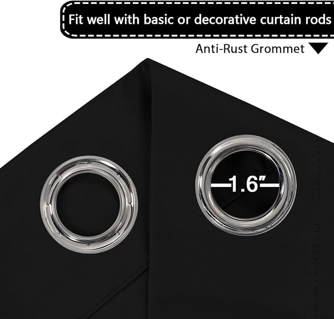 H.VERSAILTEX 100% Blackout Curtains for Sliding Glass Door Room Divider Curtains Noise Reduce Curtain Panel Portable Window Screen Sliding Partition, W120 x L96 inches/8' Tall by 10' Wide, Black