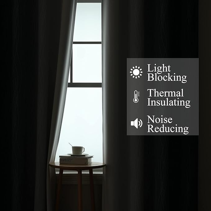 Estelar Textiler Blackout Curtains 90 Inches Long 2 Panels, Navy Blue and Greyish White Thermal Insulated Energy Saving Ombre Drapes for Bedroom,Light Blocking Grommet Curtains for Living Room,52Wx90L