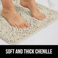 Bath Rug 36 x 24 Inch Chenille, Quick-Dry Microfiber, TPR Rubber Backing