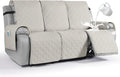 VANSOFY Waterproof Recliner Couch Covers, Sofa Covers Non-Slip 1-Piece Washable Reclining Sofa Cover Furniture Protector with Elastic Straps Pocket for Dogs, Pets(Beige,3 Seater)