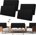 Newwiee Set of 4 Stretch Patio Cushion Covers Sofa Couch Seat Chair Slipcovers Cushion Cover Replacement Furniture Protector for Pets Washable(Black,Back Cover,Solid)