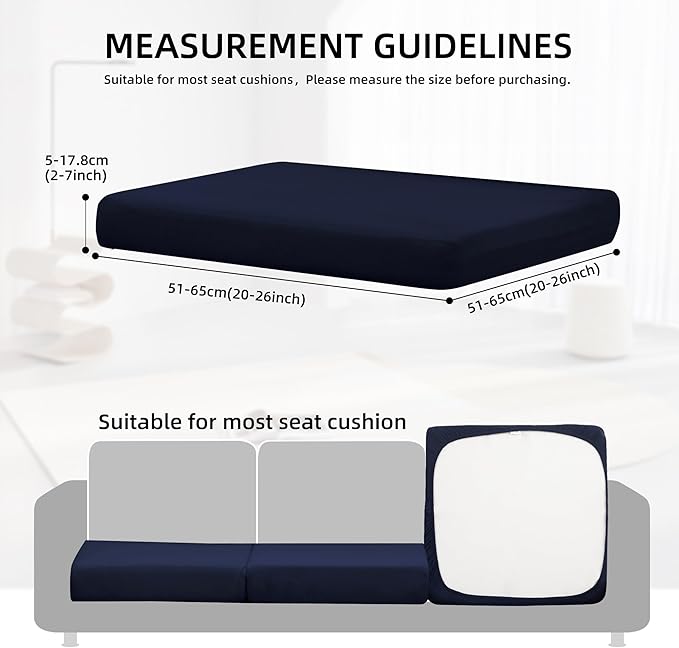 8Pcs Outdoor Cushion Covers, Patio Cushion Covers,Stretch Elastic Slipcovers, Replacement Washable & Reusable Furniture Protector for Patio Couch (Navy Blue,Cover Only)