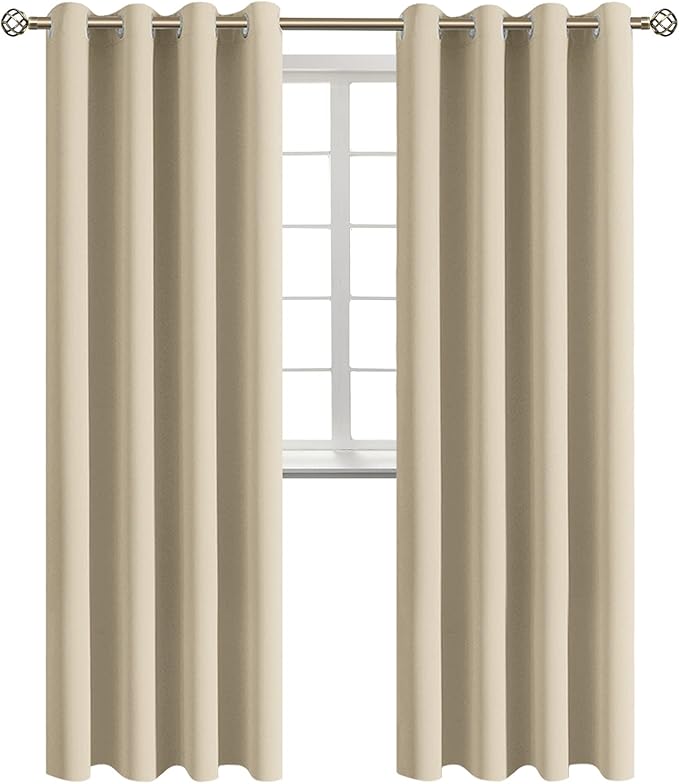 BGment Room Darkening Curtains 120 Inches Long - Grommet Thermal Insulated Drapes Window Treatment Curtains for Bedroom, 2 Panels, 52 x 120 Inch, Beige