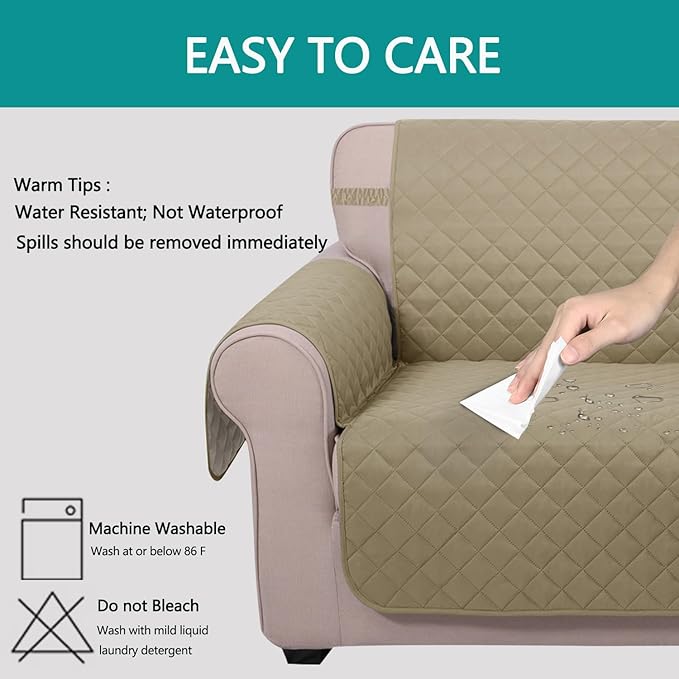 U-NICE HOME Futon Sofa Covers Reversible Sofa Slipcover Armless Couch Cover Furniture Protector Water Resistant (Futon, Light Camel/Beige)