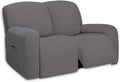 PureFit Super Stretch Loveseat Recliner Sofa Couch Cover with Pocket – 2 Seats Non Slip Soft Sofa Slipcover, Washable Reclining Furniture Protector for Pets (Recliner Loveseat, Light Gray)