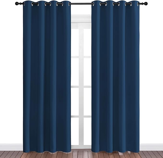 NICETOWN Moroccan Blue Blackout Curtains 86" Long, 55" Wide, 2 Pieces for Office, Dining Room, Guest Room - Sound Reducing, Heat and Cold Block Panels for Modern Decorative
