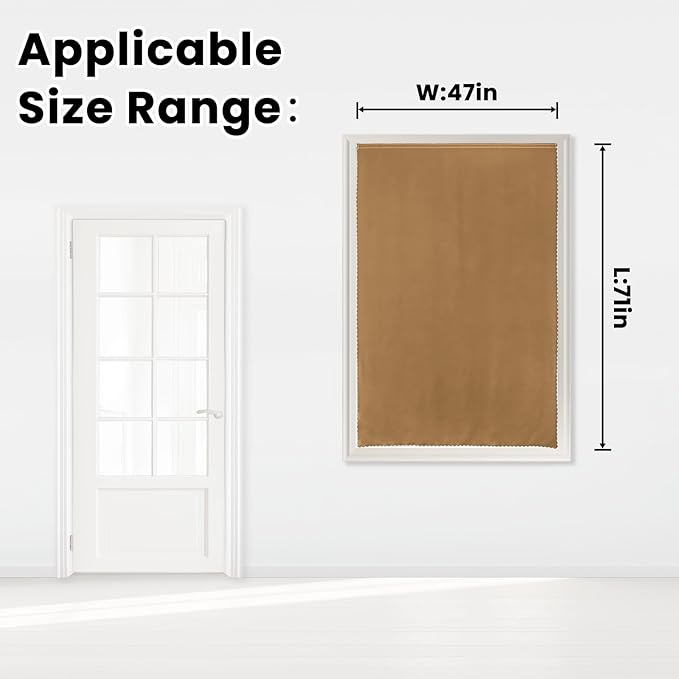 Self Adhesive Curtains, Stick Curtain Blackout Shades Window Cover Curtains for Living Room No Drilling, 47" W X 71" L, Brown, 1 Panel
