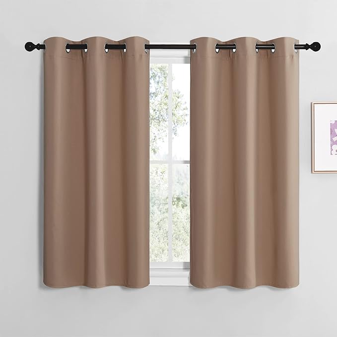 NICETOWN Room Darkening Curtain Panels for Cafe, Thermal Insulated Grommet Room Darkening Draperies/Drapes for Window (Cappuccino, 2 Panels, W42 x L40 -inch)