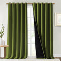 NICETOWN Full Shading Curtains for Windows, Olive Green, Pack of 2, 70 inches W x 95 inches L, Super Heavy-Duty Black Lined Blackout Curtains for Bedroom, Privacy Assured Window Treatment