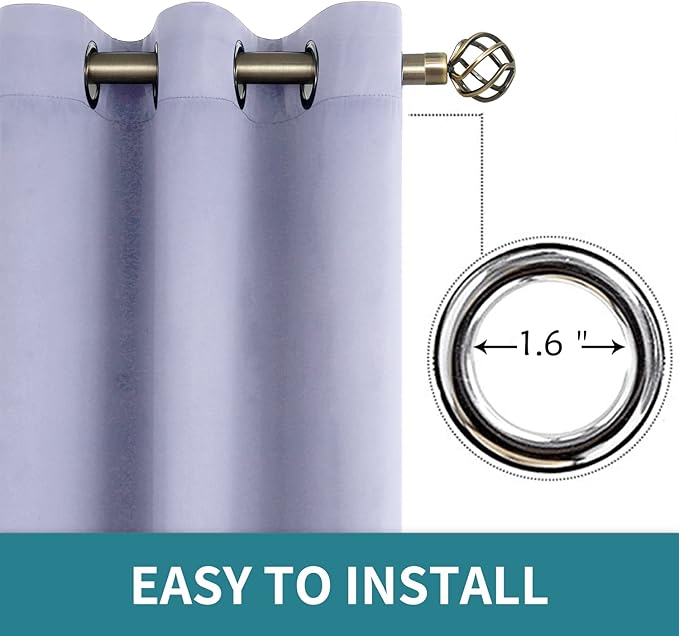 BGment Room Darkening Curtains 72 Inches Long - Grommet Thermal Insulated Drapes Window Treatment Curtains for Bedroom, 2 Panels, 52 x 72 Inch, Lavander