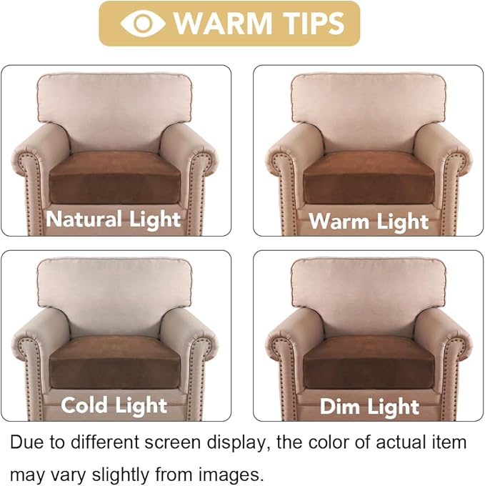 H.VERSAILTEX Velvet Stretch Couch Cushion Cover Plush Cushion Slipcover for Chair Cushion Furniture Protector Seat Cushion Sofa Cover (1 Piece Armchair Cushion Covers, Caramel)