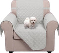 U-NICE HOME Reversible Oversized Chair Covers Quilted Water Repellent Pet Protectors with Elastic Straps(28''Armchair, Light Grey/Light Grey)