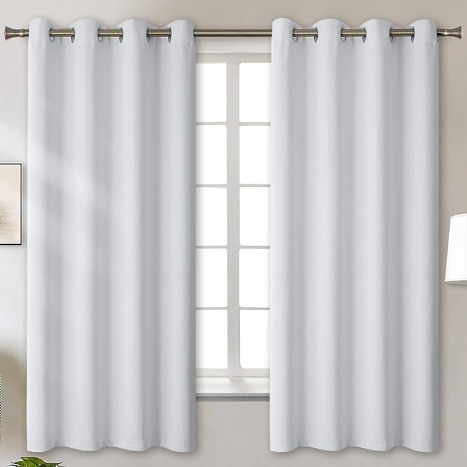 BGment Room Darkening Curtains for Bedroom - Grommet Thermal Insulated Window Treatments Light Blocking Curtains for Living Room, Set of 2 Panels, Each 46 x 63 Inch, Greyish White