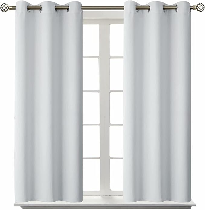 BGment Room Darkening Curtains 54 Inches Long - Grommet Thermal Insulated Drapes Window Treatment Curtains for Bedroom, 2 Panels, 38 x 54 Inch, Greyish White